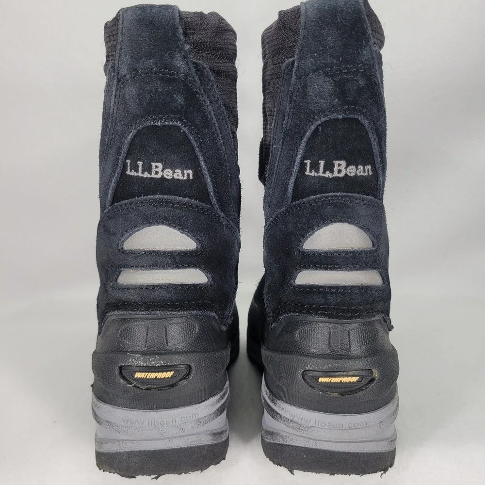 LL BEAN Boots Kids 11 Insulated Snow Boots Waterproof Black Suede Ski Snow Shoe